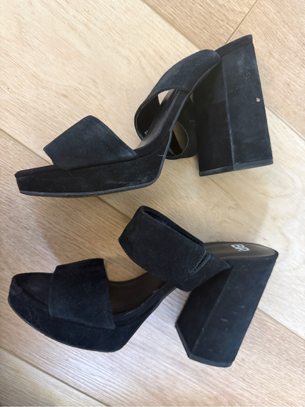 Nordstrom Black Suede Block Heel Platform Sandals